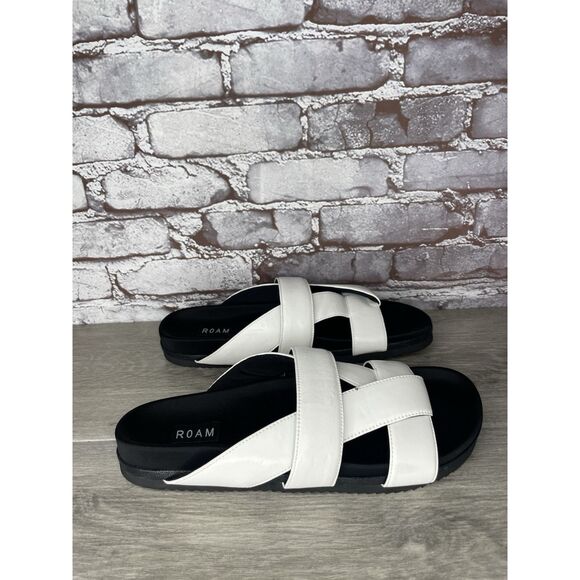 Roam White Leather Ribbon Open Toe Straps Slides Sandals Women Sz 41EU/10.5M US - Picture 14 of 16
